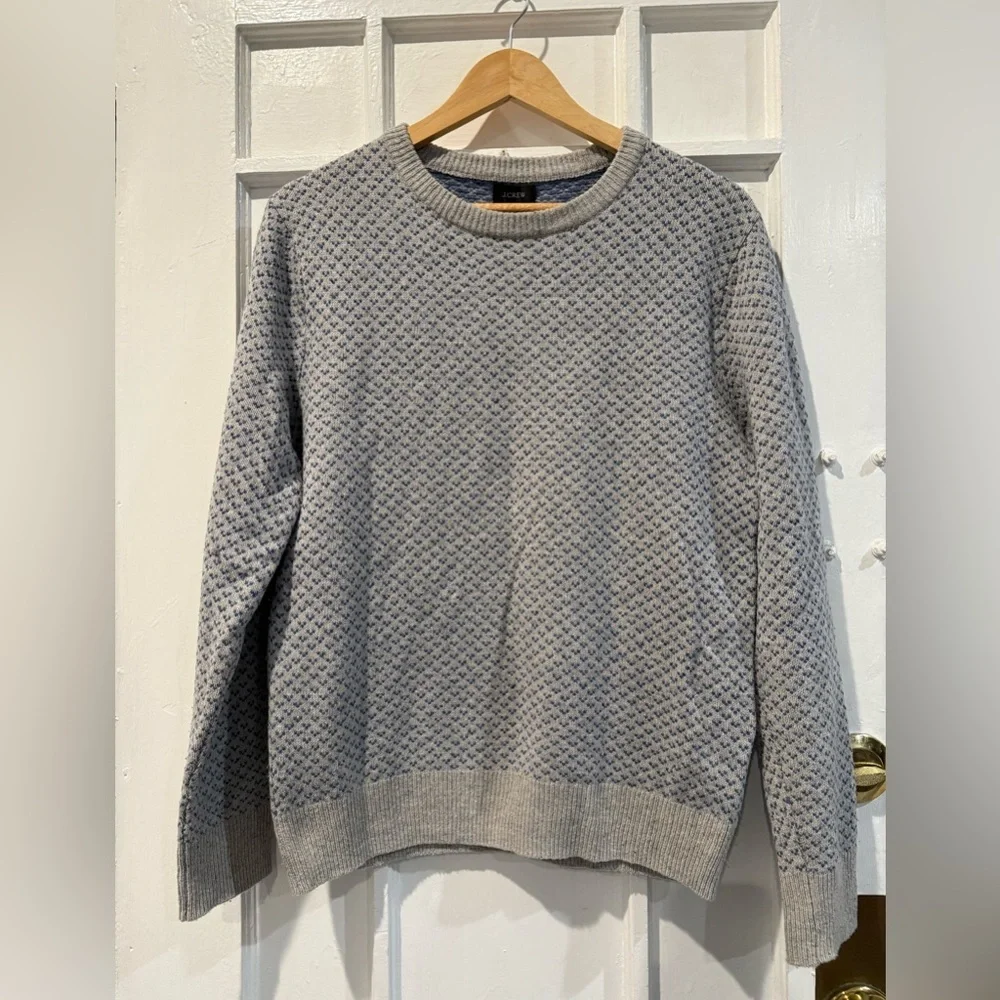 J. Crew Men's Textured Gray Crewneck Sweater